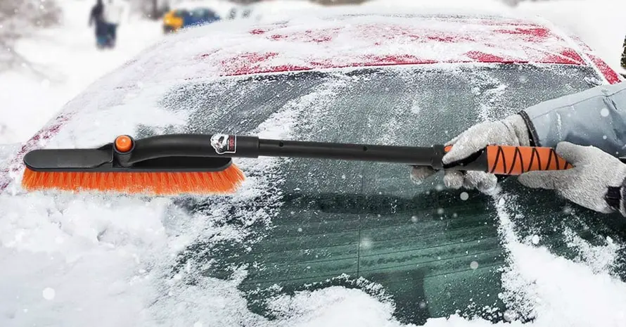 Grey Sunnyflowk Ice Scraper Mini Car Snow Scraper Shovels Stainless Steel Auto Windscreen Window Ice Scraper Squeegee Snow Removal Brush Tool 