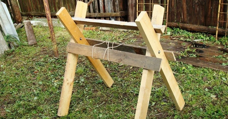 sawhorses in the courtyard