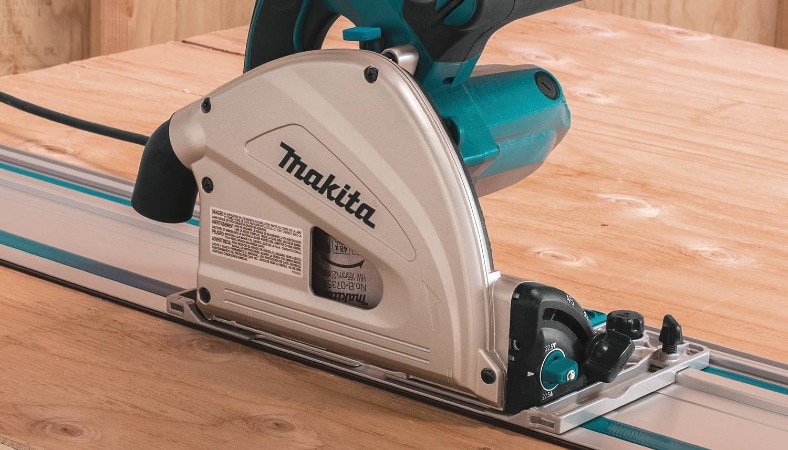 makita track saw on a wood