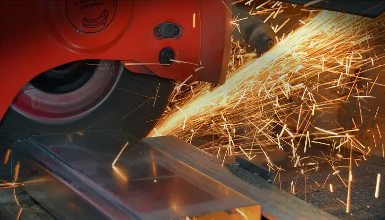 miter saw cutting metal construction