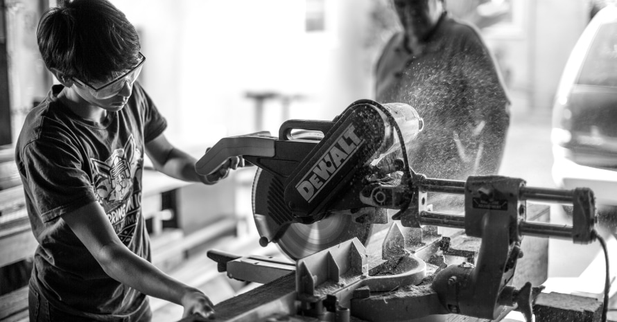 Man near the miter saw