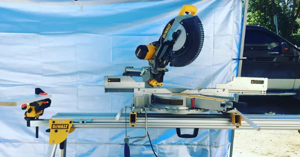 Yellow Miter Saw on the table