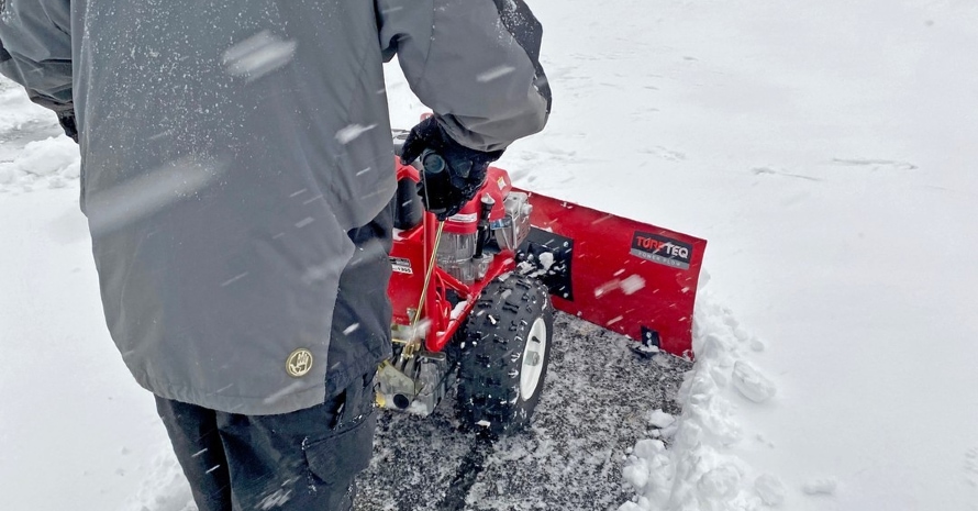 Snow Thrower Man Cleans Snow