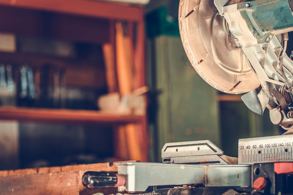 chop saw in workshop