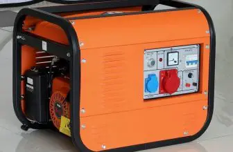 small portable orange generator on a white background