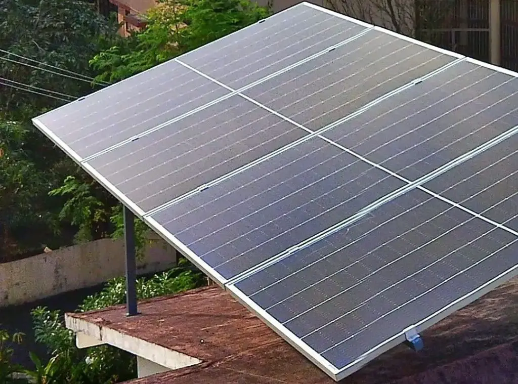 Solar panel installed at an angle
