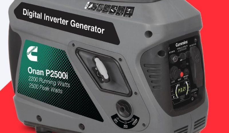 Generator on the red and white background