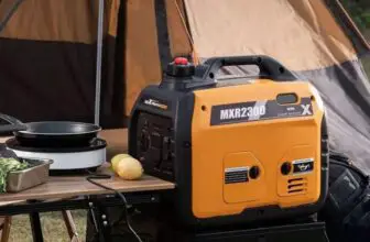 Orange generator near the tent