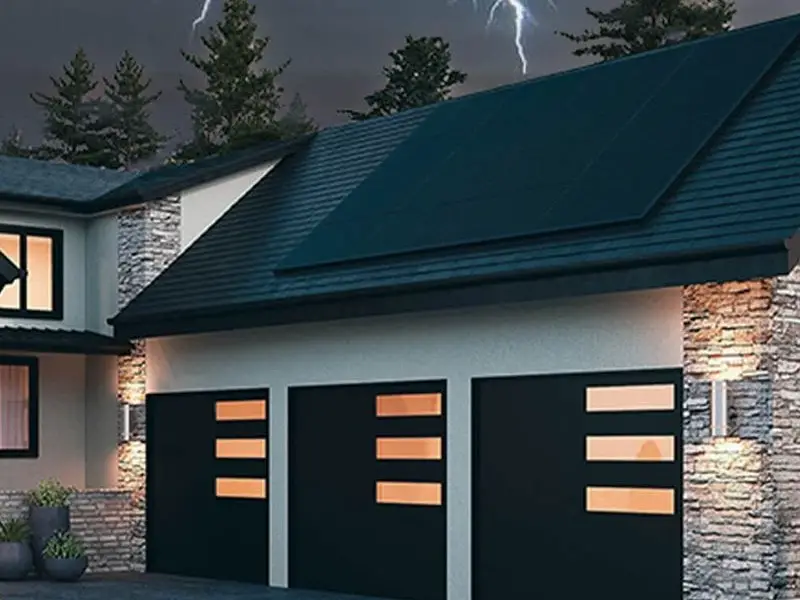 House with solar panels during storms